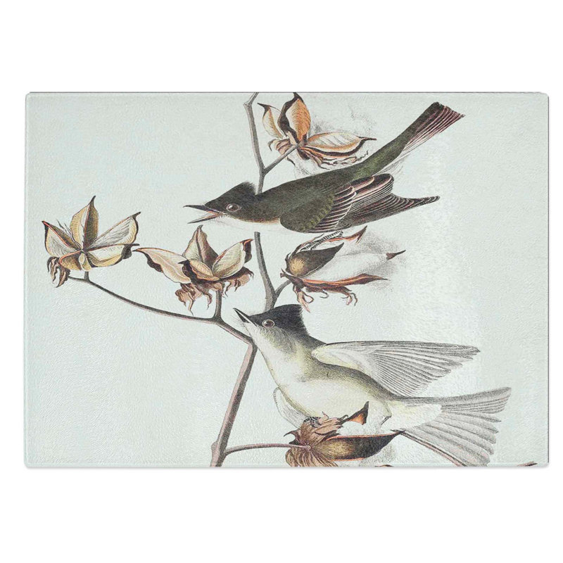 Tempered Glass Pewit Flycatcher Birds by John James Audubon Chopping Board, 39 cm W x 28.5 cm L