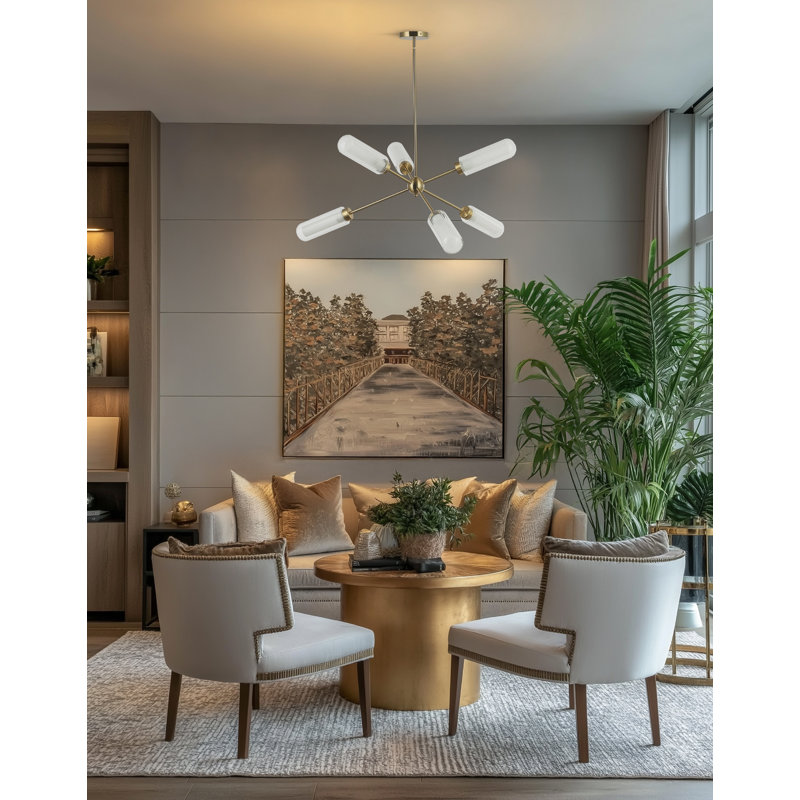 Balbina 6 Light Chandelier, Aged Brass