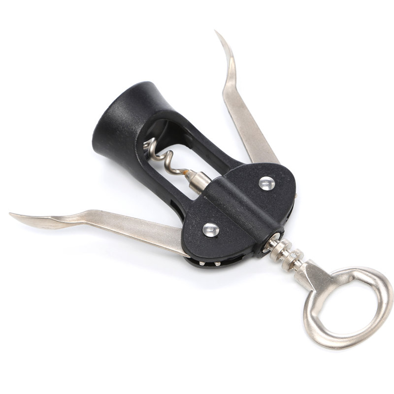 Progressive Black and Silver Wing Corkscrew with Built-In Bottle Opener