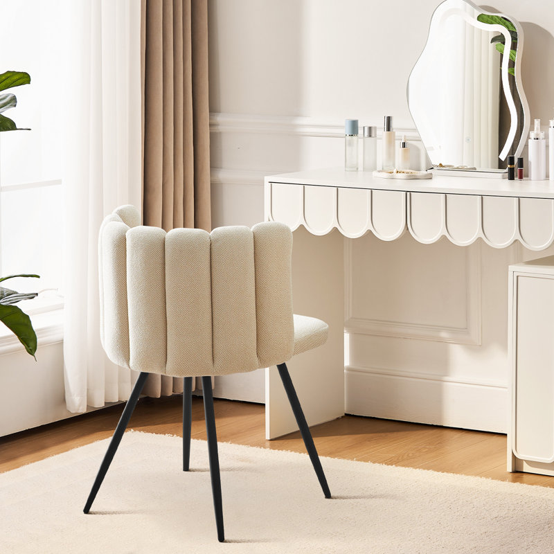 50cm H Fabric Upholstered Metal Side Chair, Beige
