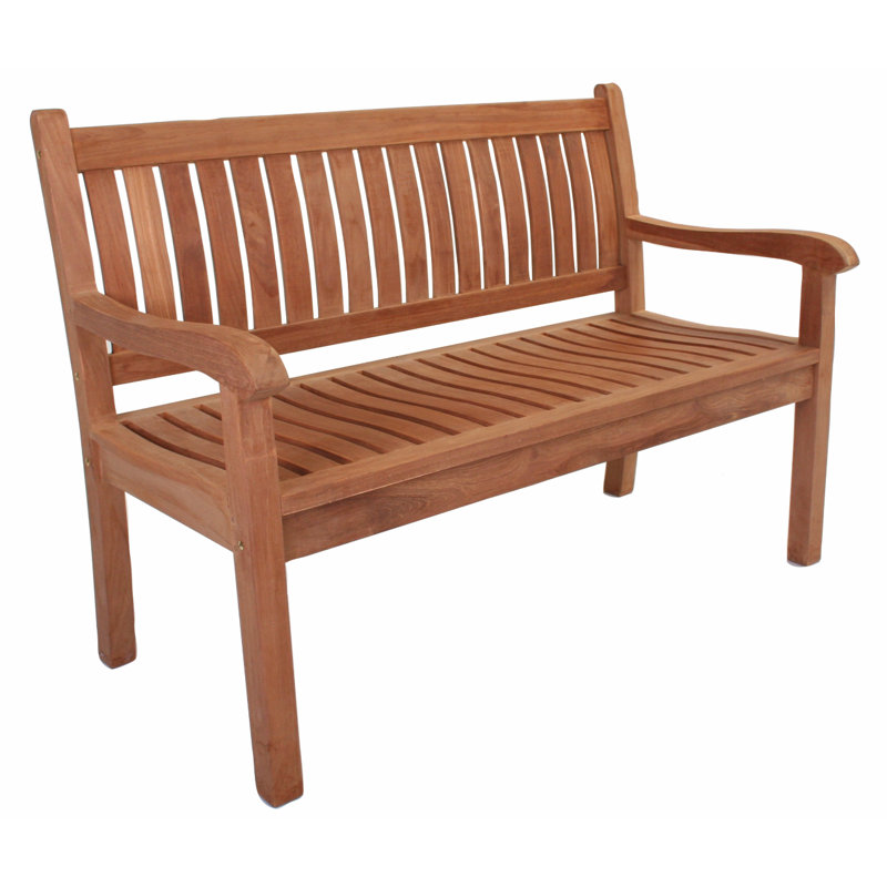 Vicknair Solid Wood Teak Outdoor Bench, 90cm H x 120cm W x 62cm D