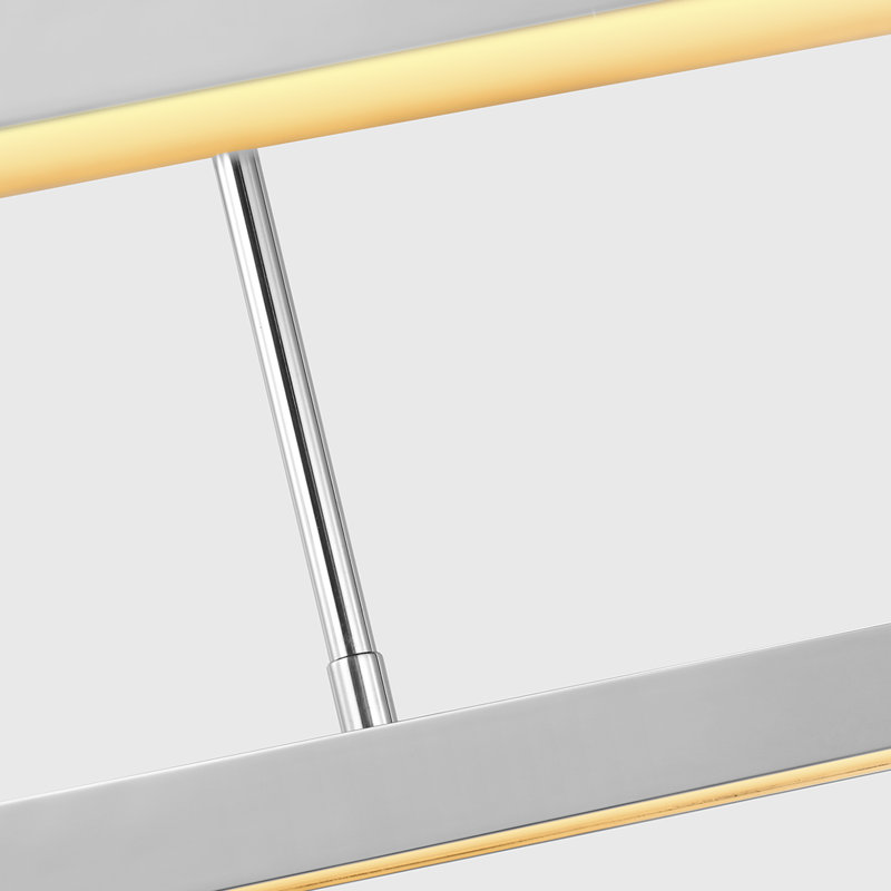 Mick De Giulio Stagger Halo 50 Uplight Linear Chandelier in Polished Stainless Steel, Polished Stainless Steel