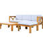 Ensemble de conversation modulaire d'extérieur à 5 places, bois naturel, coussins gris, comprend 2 canapés d'angle, 1 sans accoudoirs, une finition de table à thé et constitue un joyeux moment
