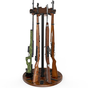 Gun Rack, Heavy Solid Wood Rifle & Shotgun Holder With Display Storage With Soft Padding