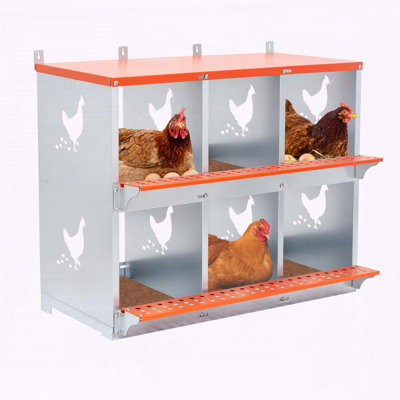 6-Bay Metal Nest Box with Natural Coconut Fiber Pad