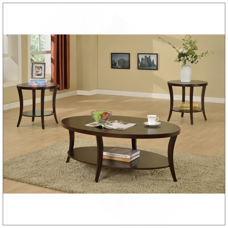 Table basse ovale avec tablette Perth Espresso, Espresso