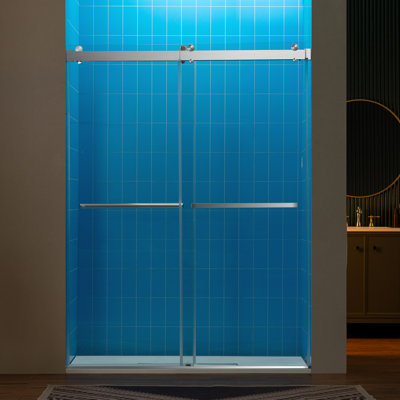 WOODBRIDGE Frameless Double Sliding Shower Door with Soft Close System, 56-60" Width x 80"Height with 3/8"(10mm) Clear Tempered Glass