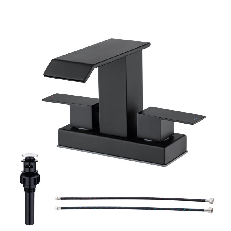 Centerset 2-handle Bathroom Faucet with Drain Assembly, Matte Black