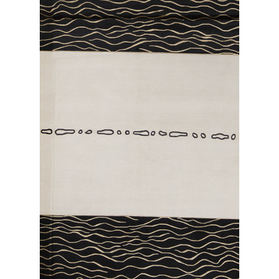 Tapis beige et noir noué à la main de haute qualité