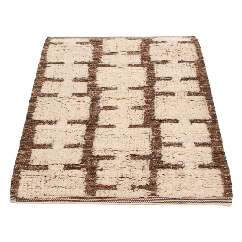 Tapis crème en laine noué à la main 4 pi 4 po x 6 pi 0 po
