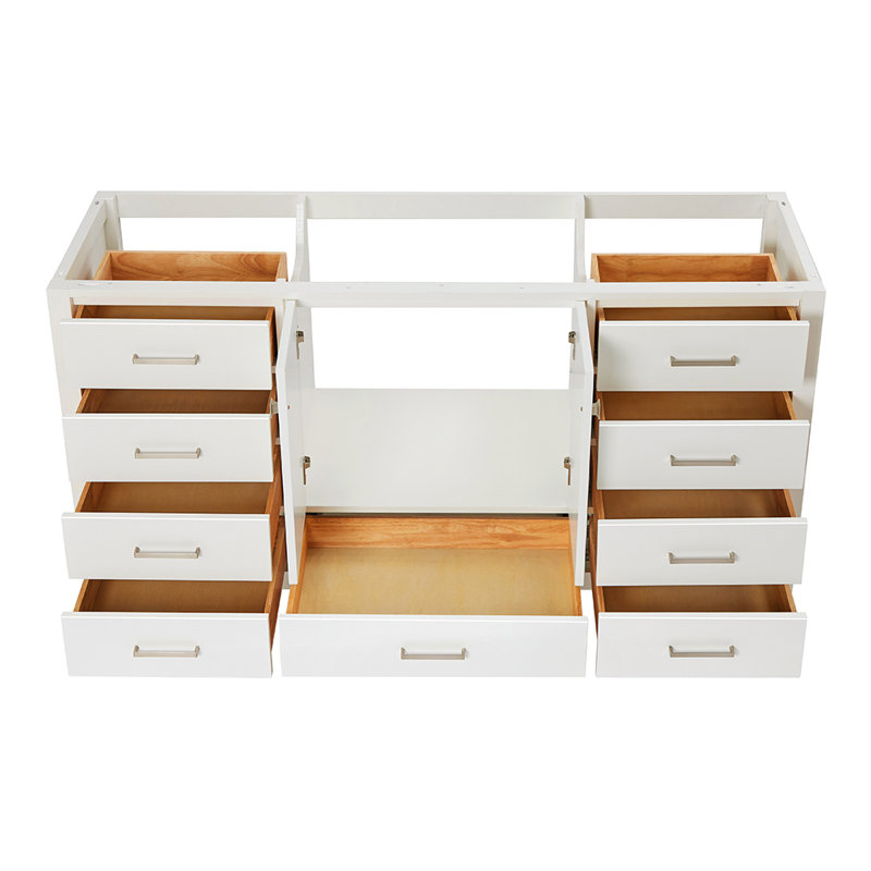 ARIEL Cambridge 66'' Single Bathroom Vanity Base Only, White, Brushed Nickel