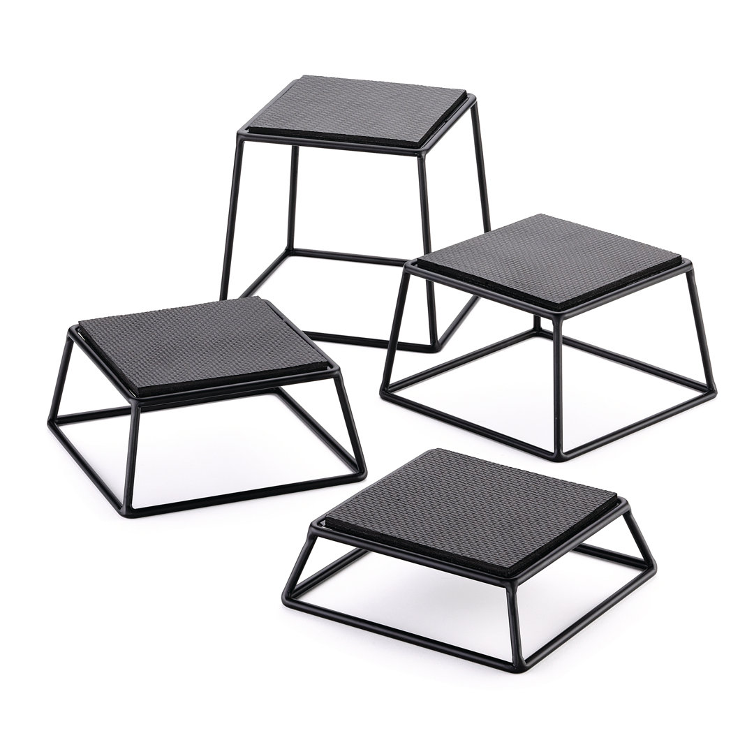 TableCraft 4-Piece Black Powder-Coated Riser Set with Non-Slip Tops Arlmont & Co.