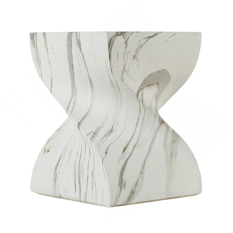Tables de bout d'extérieur en ciment pour patio, table d'appoint de jardin en faux terrazzo, petite table d'appoint ronde moderne pour l'extérieur, tabouret de jardin en souche d'arbre pour l'intérieur et l'extérieur