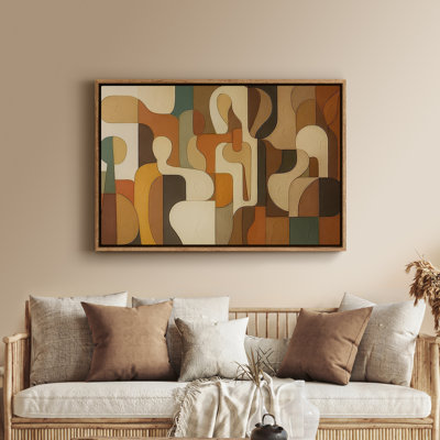 Art mural encadré, impressions murales abstraites rétro pour chambre à coucher - 16 po x 24 po