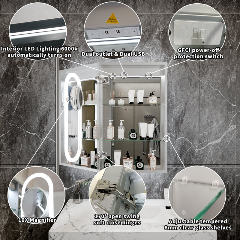 Smart Led Illumination, Aluminum Elegance, Modern Multifunctional Bathroom