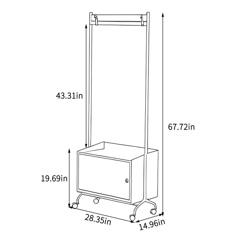 Portemanteau avec armoire de chevet et verre