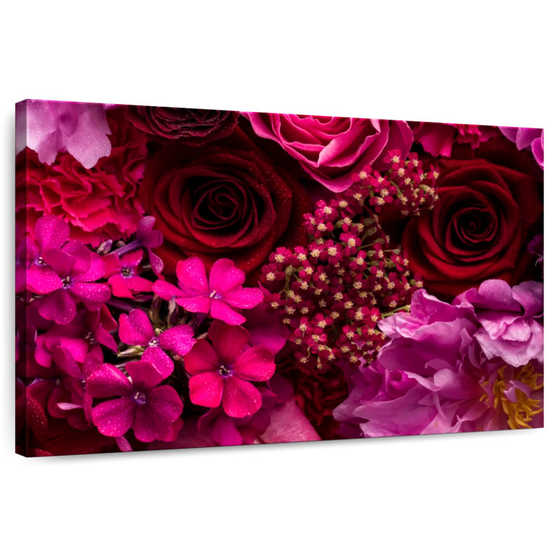 Harnek - fleurs rouges et roses, H 30 po x l 45 po
