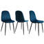 Ensemble de 4 chaises de salle à manger modernes en velours, chaises d'appoint rembourrées avec pieds en métal noir, chaises d'appoint confortables pour le salon, la chambre à coucher, le restaurant et la salle à manger, bleu foncé