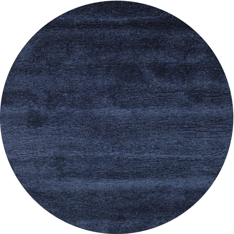 Tapis contemporain noir / bleu, Rond 8 pi