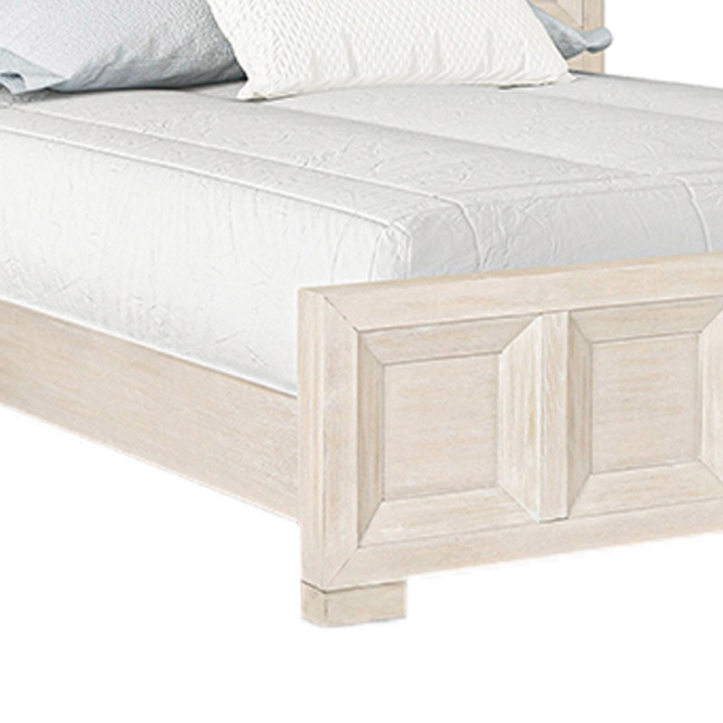 Lit Kizie, panneaux encastrés Modern Classic, bois massif, Grand, Beige
