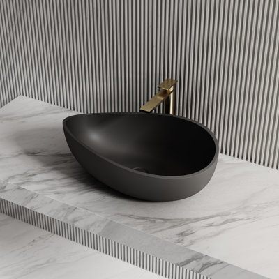 MonBlari 24" X 15" Solid Surface Bathroom Vessel Sink Matte Black