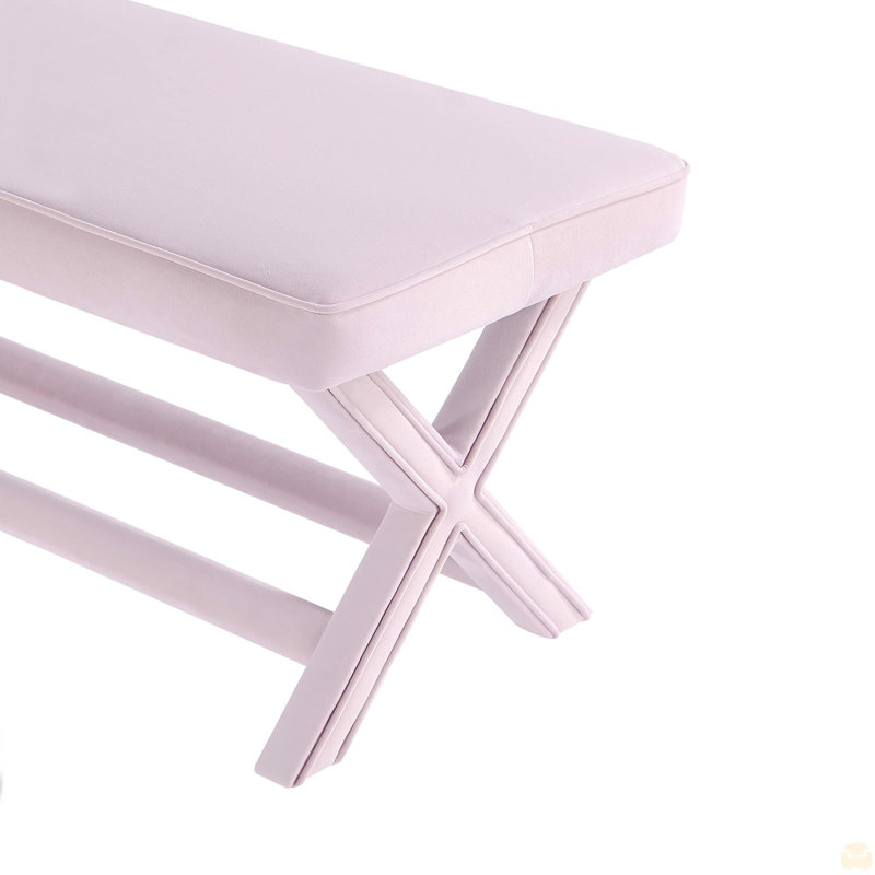 Velvet Upholstered Bench, Pink