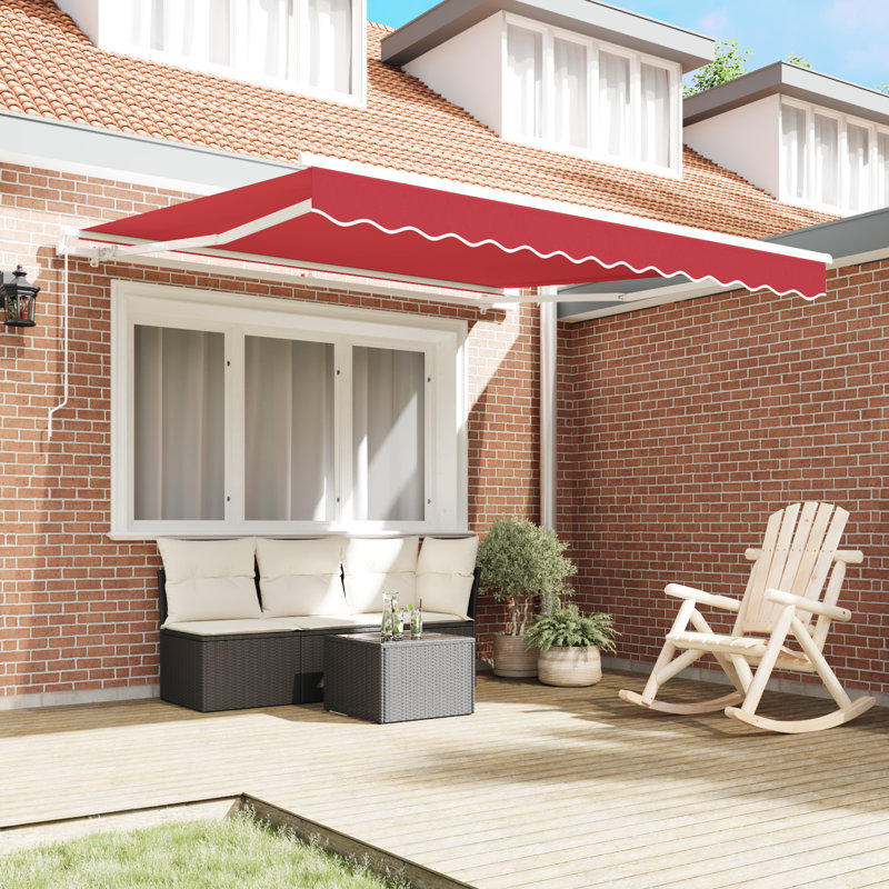 Brayden Studio Retractable Patio Awning, 300 cm W x 250 cm D, Red