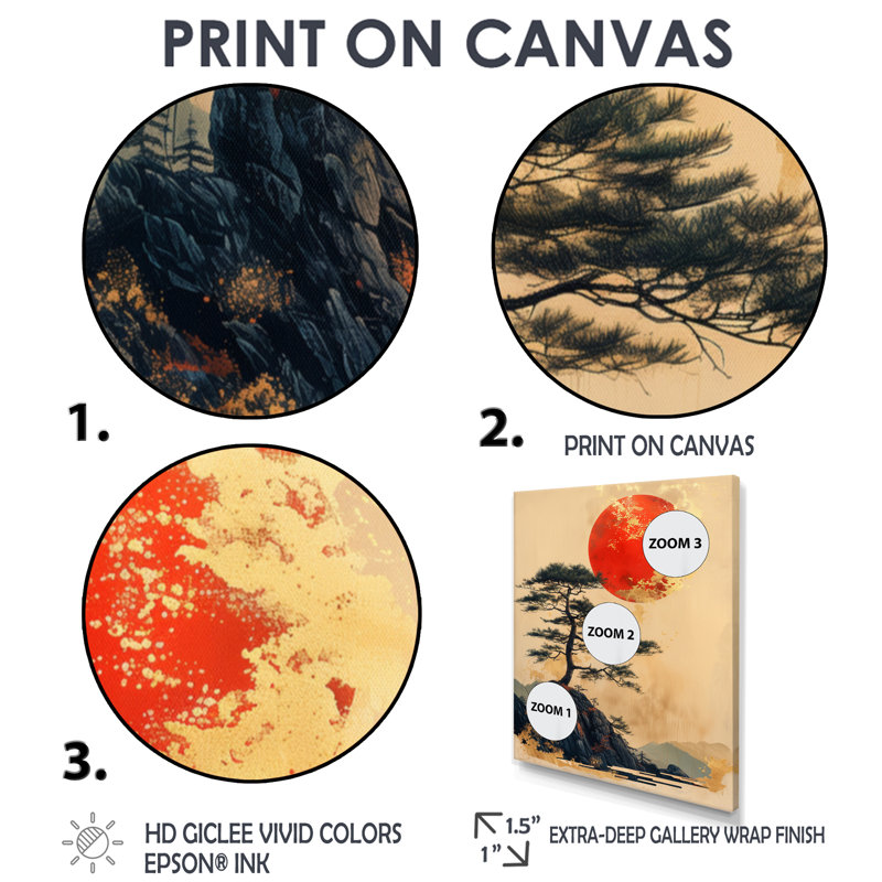 Bonsai doré or japonais, coucher de soleil II - Japon, art mural salon, Cadre flottant noir, H 24 po x l 32 po