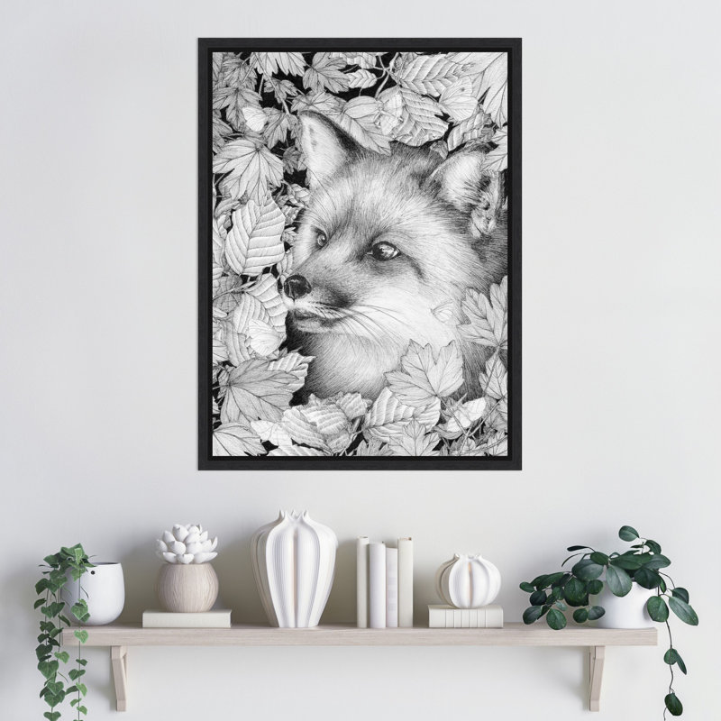 «Fox and Forest» par Isaah, reproduction d'art sur toile encadrée, H 24 po x l 18 po