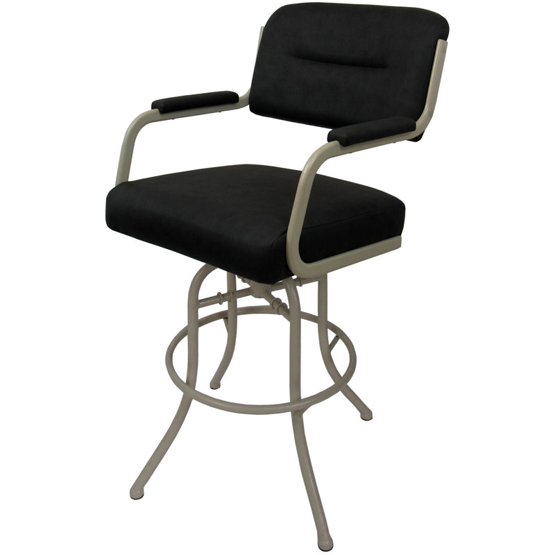 Tabouret de comptoir pivotant 26 po Gurpal, Vinyle noir / cadre beige