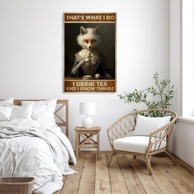 Fox I Drink Tea And I Know Things - 1 pièce Rectan Fox I Drink Tea And I Know Things - 1 pièce, impression sur toile tendue sur toile tendue