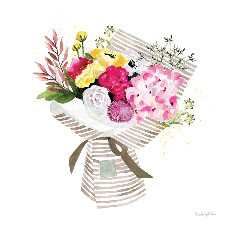 Bloom With Grace by Mercedes Lopez Charro - Wrapped Canvas Painting, 30cm H x 30cm W