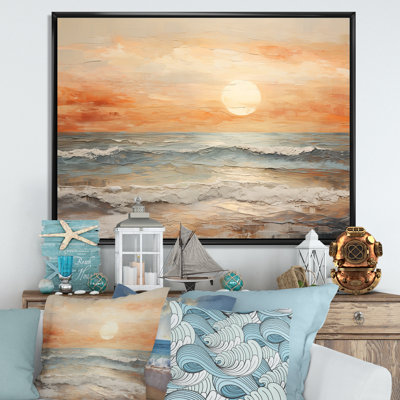 Beige And Golden Beach Sunset Paradise II - Coastal Sunset Canvas Art