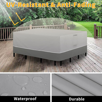 Rectangle Outdoor Table And Chair Set Covers Waterproof Uv Resistant Outdoor Sectional Sofa Set Covers, Gray/dark Gray