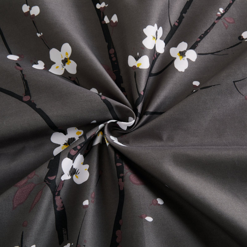 Ensemble de draps en coton imprimé à motif de percale toutes saisons 4 pièces Marina, Grand