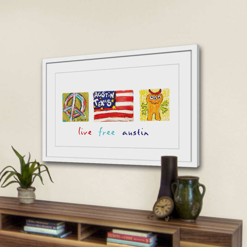 « live free austin' » par tori campisi, reproduction d’art encadrée, 24 po x 36 po