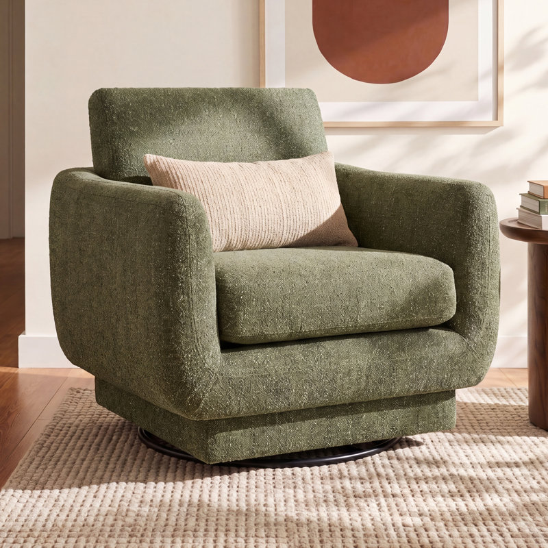 Ramel Upholstered Swivel Armchair, Mellow Forest Chenille