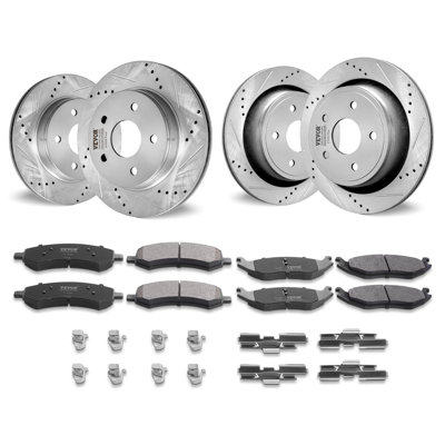 Ensemble de freins avant et arrière pour Dodge Ram 1500, Dodge Durango Chrysler Aspen, disques de frein percés et fendus en céramique, remplacement de plaquettes de frein en céramique de 13,2 po et de 13,9 po