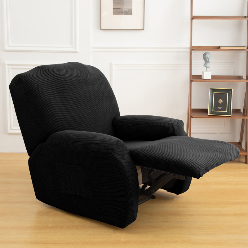 Housse pour fauteuil inclinable à coussins carrés/rectangulaires, Mélange de polyester noir