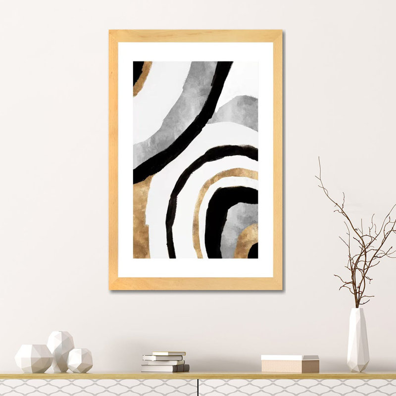 «Nation I» par Isabelle Z - reproduction d'art, Papier encadré doré, H 24 po x l 16 po x P 1 po, Blanc