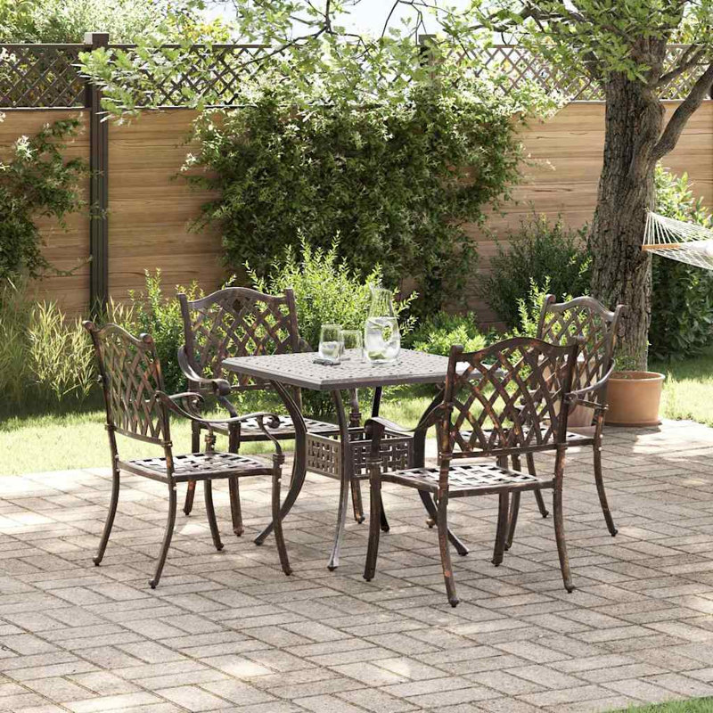 4 - Person Patio Dining Set Square Table, Bronze