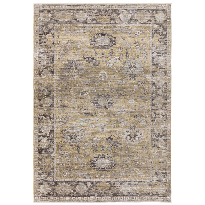 Chavonda Persian Power Loom Yellow Area Rug, Rectangle 120 x 160 cm