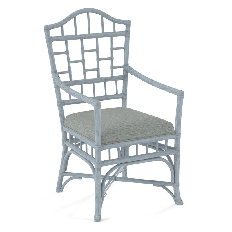 Chippendale Upholstered Arm Chair, Sea Glass, Light Blue Performance Fabric; 0851-55