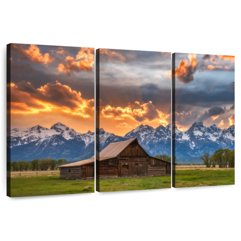 Alvord Moulton Barn Sunset Fire, 20" H x 33" W