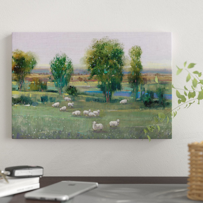 «Field of Sheep I» par Timothy O Toole, reproduction d'art sur toile tendue, H 8 po x l 12 po x P 0,75 po, Toile tendue