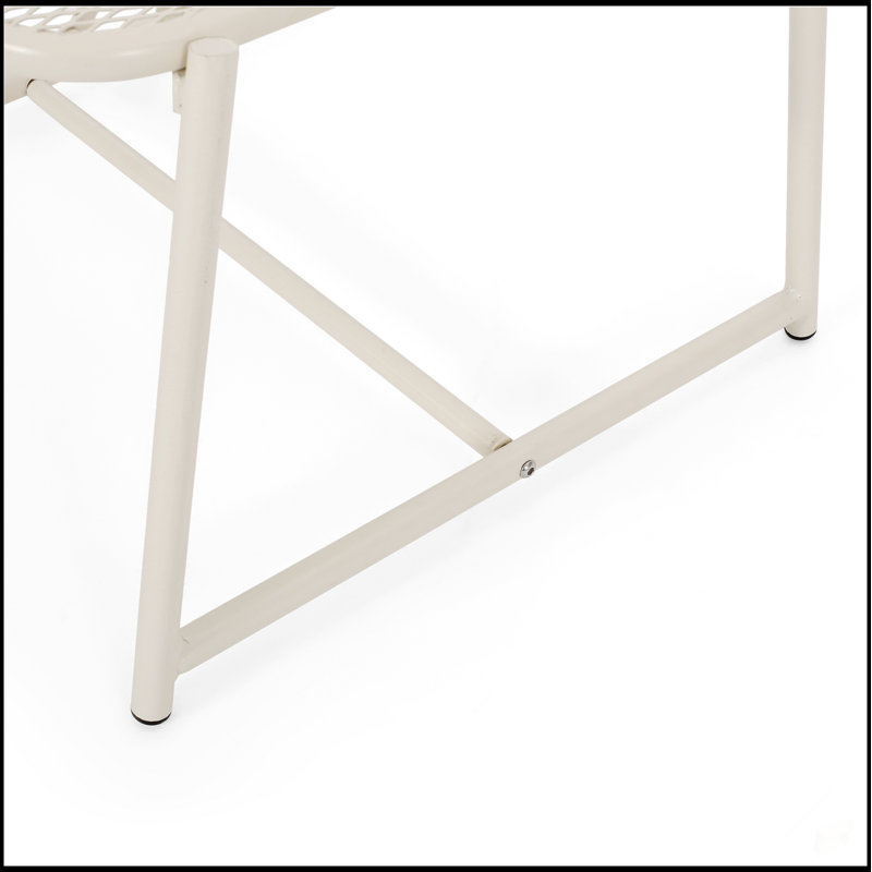 Table d'appoint élégante et durable en fer avec plateau en filet, pour la vie en plein air et le divertissement., Blanc