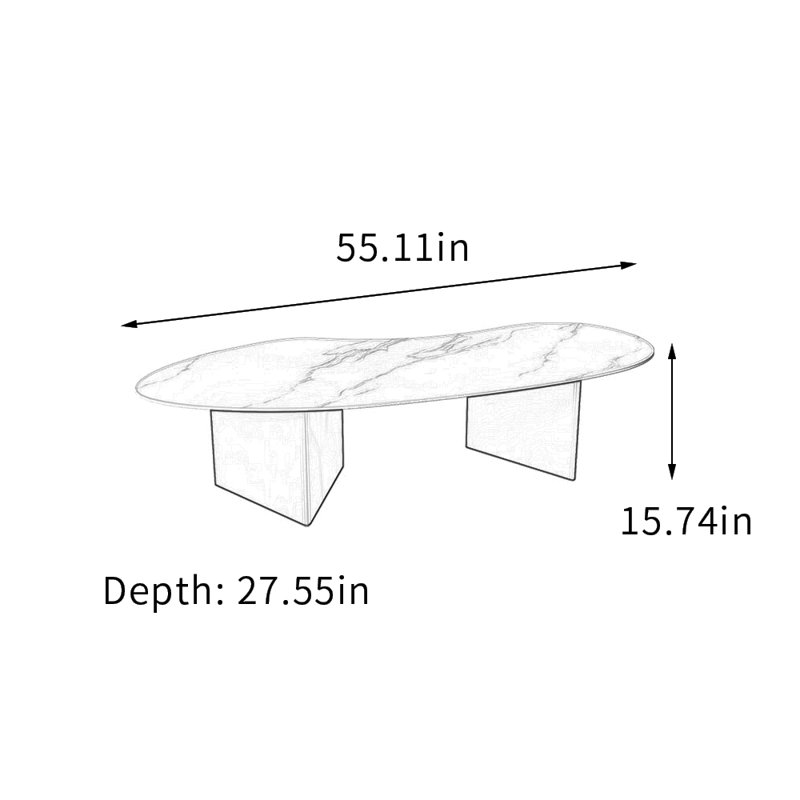 Table basse en ardoise Simplicity Home Creativité, Blanc / gris clair, 15.74" H x 55.11" L x 27.55" W