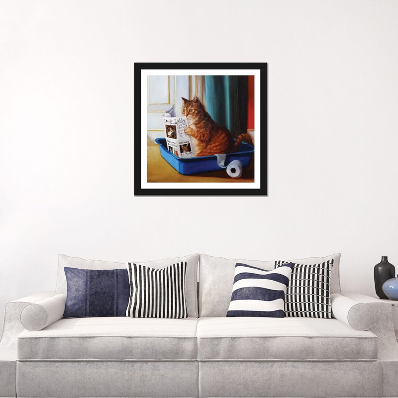 « Kitty Throne » par Lucia Heffernan-impression, H 24 po x l 24 po x p 1 po, Papier encadré noir, Blanc