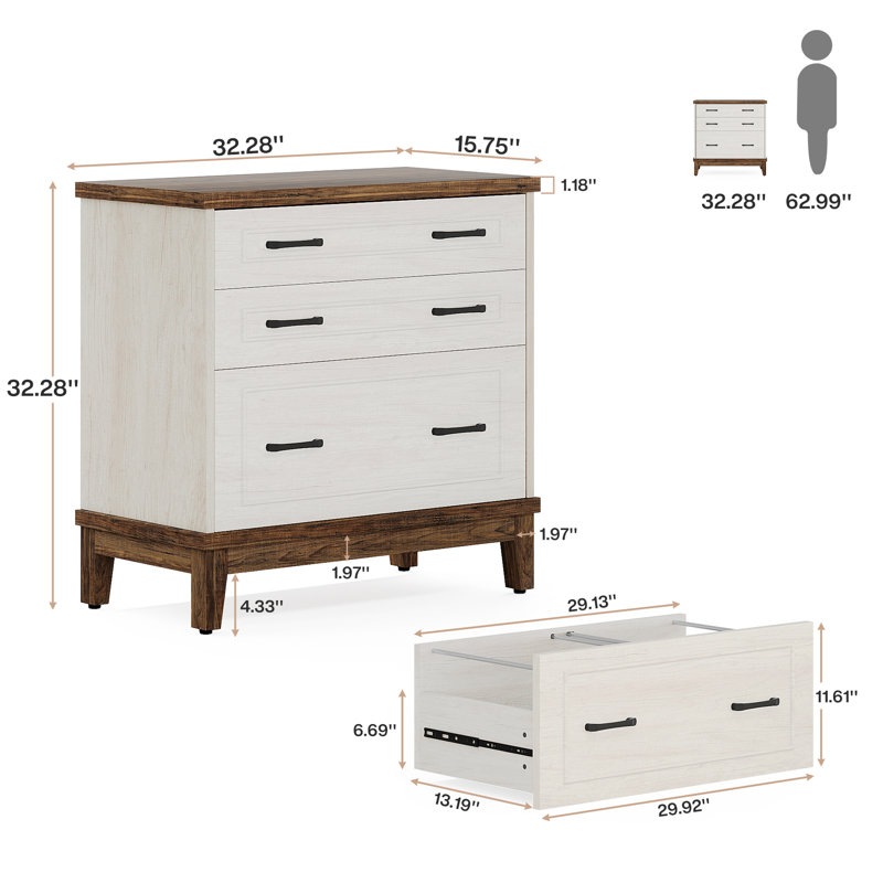 3-drawer File Cabinet, Lateral Filing Cabinet For A4/letter/legal Size