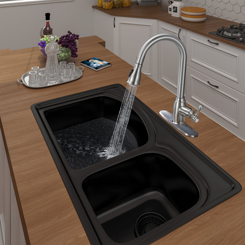 Mondawe Pull Down Kitchen Faucet, Silver